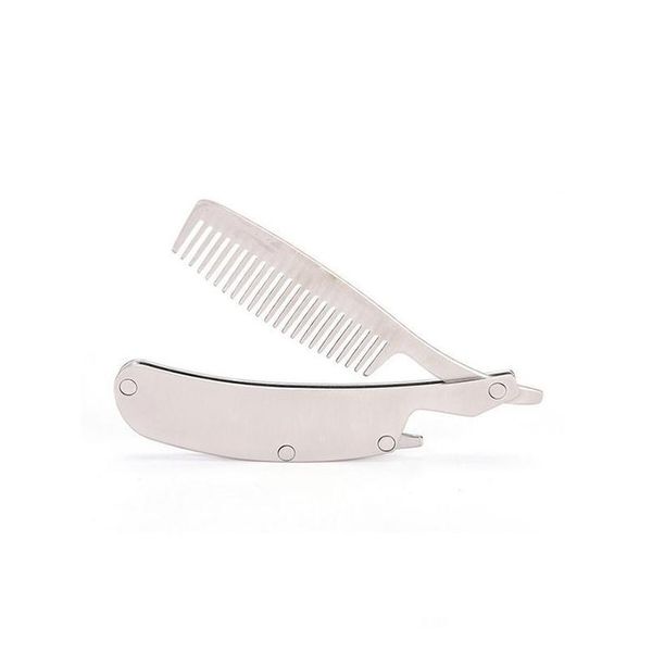 

beard comb for men anti static mustache comb stainless steel folding comb can be use as a bottle qylkwb sweet07, Silver