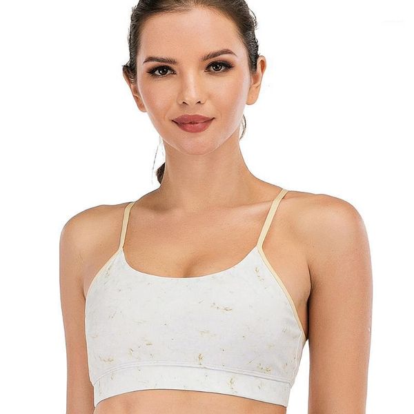 

print spaghetti strap sport running yoga bra women fitness hollow crop vest yoga jogging clothing fitness sport, White;black