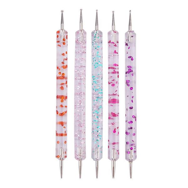 

5pcs/set nail art dotting pen tool for nails designs dual-ended drawing painting rhinestones manicu qylfki, Silver