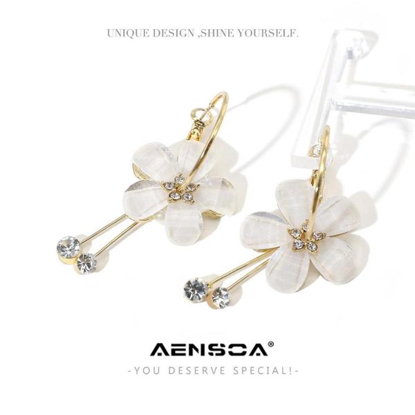 

ansoa hyperbole big flower серьги женщины смола большие белые цветы серьги праздники 2020 новый дизайн преувеличенная серьга капель, Silver