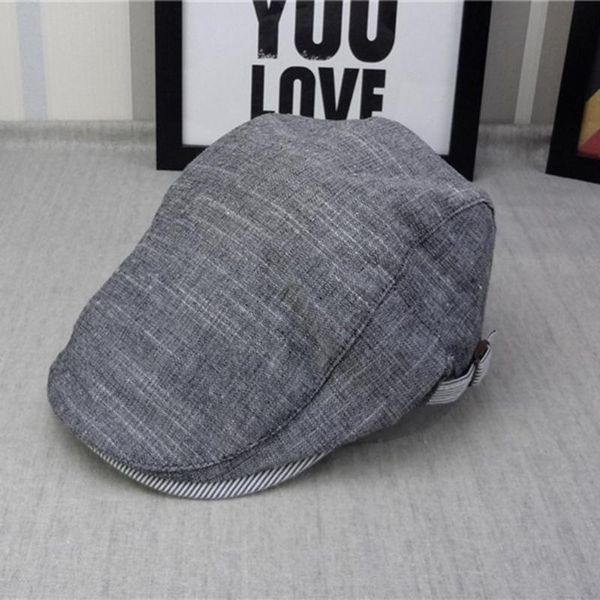 

2020 new adjustable thin section beret hat men's british cotton and linen tide hat simple casual sun forward wild cap, Blue;gray