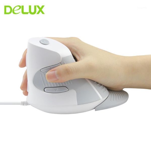 

delux m618 ergonomic vertical mouse wired gaming computer mice 800/1200/1600dpi usb optical 6 buttons white mause for lappc1