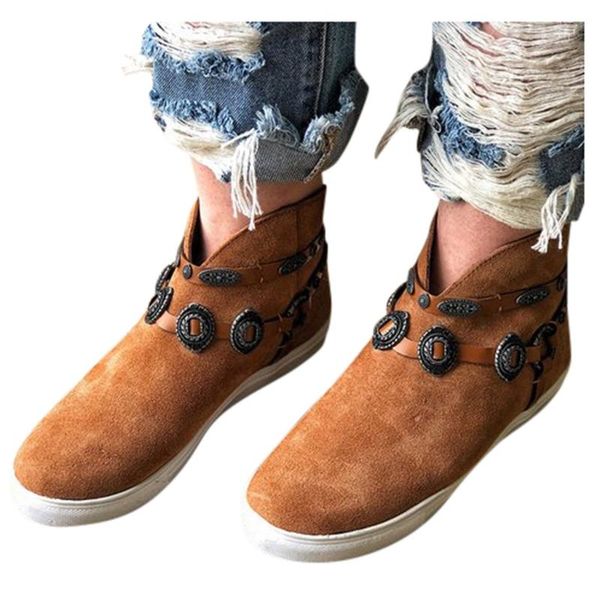 

boots sagace shoes winter women casual button pu zapatos de mujer ladies flat heel cross strap 2cm warm, Black