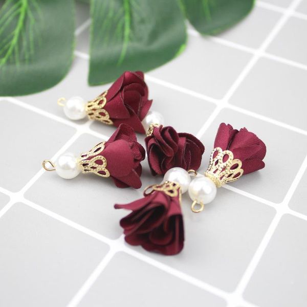 

40pc chiffon cloth pearl flower tassels jewelry diy craft supplies fringe bracelet necklace earring accessories mini tassel h jllurb