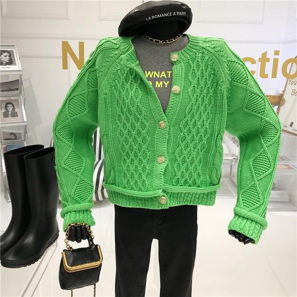 

retro pattern gentle short knit cardigan women's autumn and winter 2020 new wear thick warm sweater coat, White