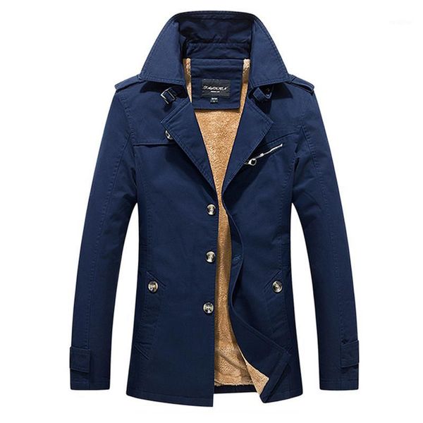 

2020 winter jacket for men fashion trench warm coats plus velvet male turn-down collar long overcoat large size 5xl1, Tan;black