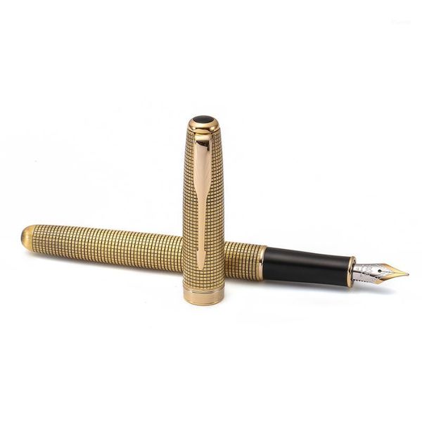 

chain mail fountain pen arrow clip gold trim copper barrel fine nib office finance school supplies caneta tinteiro f4881