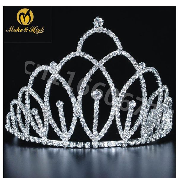 

girls tiaras and crowns clear rhinestones crystal wedding crowns pageant prom party headbands bridal hair jewelry w/ hair comb, Golden;silver