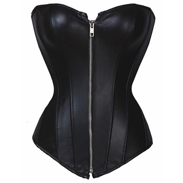 

плюс размер 6xl для похудения corset punk style push up женское тело chape wordewear gothic faux кожаный корсет bustier с zip, Black;white
