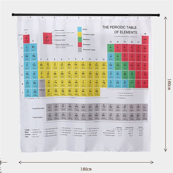 2019 Tabela Periódica Quente de Elementos Curtains Banheiro Improvente Impressão 3D Cortina de Chuveiro Branco Cortina para o banho T200711