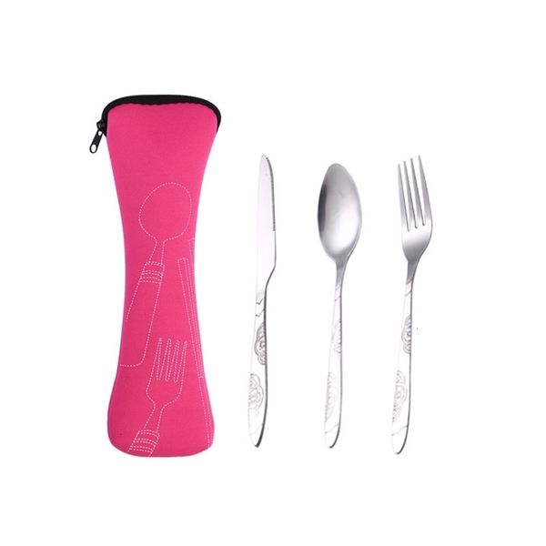 

knife fork spoon tableware dinner lunch set bags print carving stainless steel cutlery school picnic camping eating tool 1 n5b8t