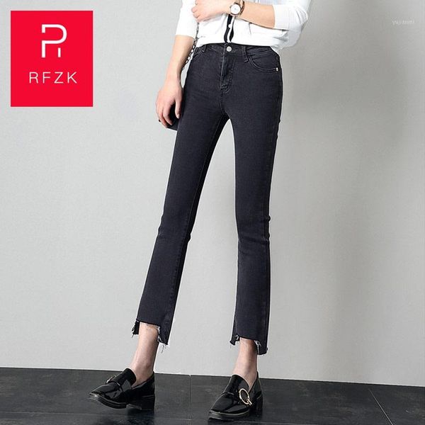 

rfzk straight jeans women 2020 spring and autumn new thin and comfortable harajuku ins super irregular micro nine pants1, Blue