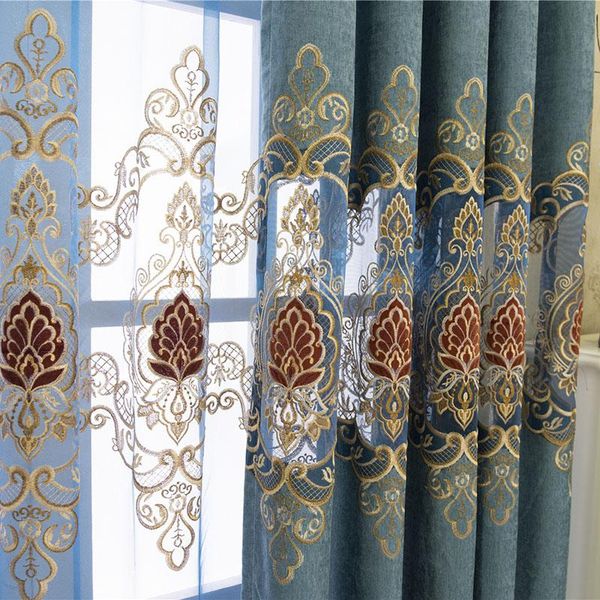 

curtain & drapes slow soul blue purple velvet fabric embroidered floral curtains for living room bedroom kitchen luxury window tulle