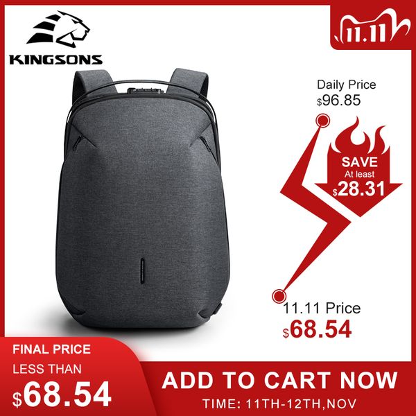 

kingsons man backpack fit 15 inch lapusb recharging multi-layer space travel male bag anti-thief mochila