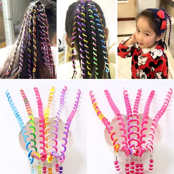 

6pcs rainbow color hair braiding tools for girls spiral hair bands for styling hair hairstyle elastic headbands acc wmthpp