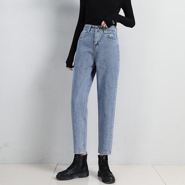 

zosol size daddy radish pants harlan black loose straight jeans women's high waist slimming fat mm1, Blue