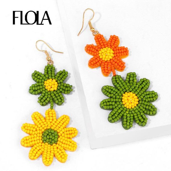 

flola boho boho серьги из бисера цветок разноцветные маргаритки департамент подсолнечника серьги handmade богемский пляж ювелирные изделия o, Silver