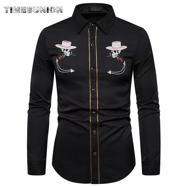 Herren-Western-Cowboy-Hemd, stilvoll, bestickt, Slim-Fit, langärmelig, Party-Hemden, Herren-Markendesign, Bankett-Button-Down-Hemd, männlich