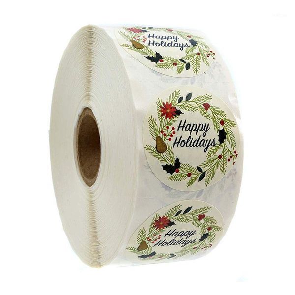 

500 pcs / roll sealing sticker labels happy holiday sticky stickers baking paper k4ua1