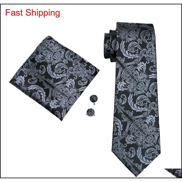 

black paisely business tie set hanky cufflinks set jacquard woven mens tie business work formal mee qylywq new_dhbest, Black;blue