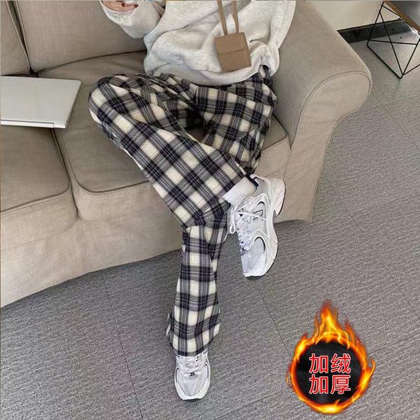 

autumn ladies causal plus size dropshipping vintage mall loose harajuku plaid pants for women trousers streetwear woman harem, Black;white