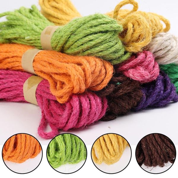 

6mm 10meters/roll burlap rope natural jute twine burlap string linen rope wedding gift wrapping cords thread diy decoration1, Black;white