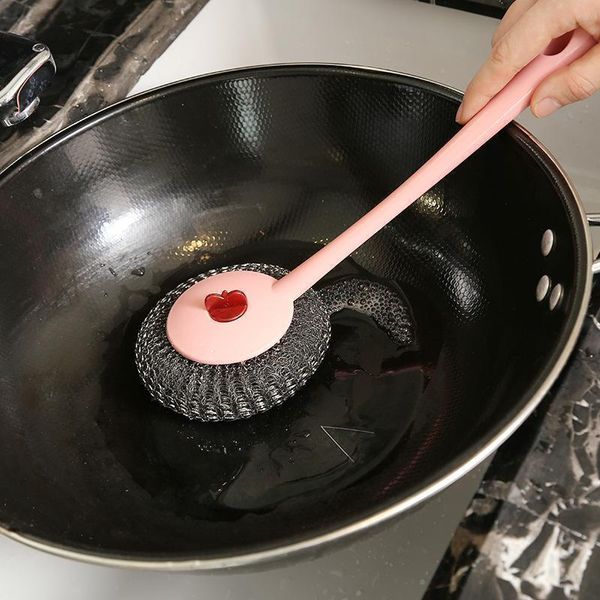 

plastic long handle cleaning brush wire ball pot brush kitchen cleaning supplies plastic long good visibility h jllumj