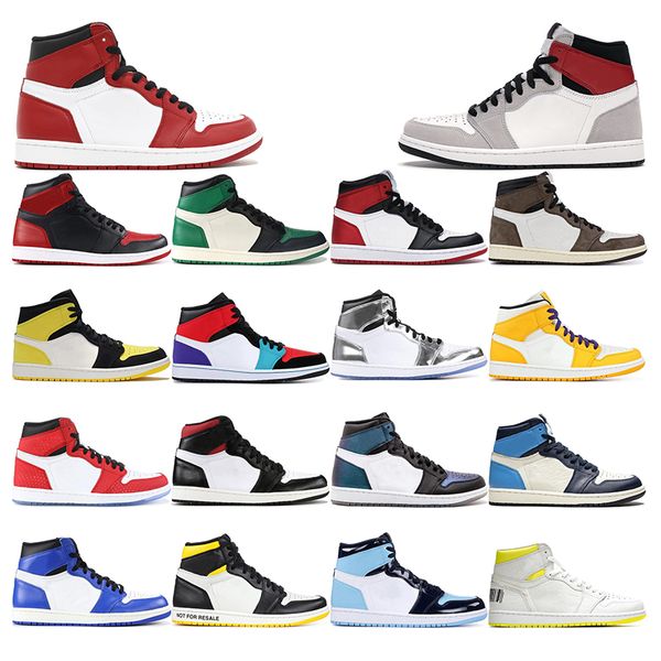 

fashion chicago men women basketball shoes jumpman1 1s pine green game royal yellow unc to chicago light smoke greytrainers sports sneakers, White;red