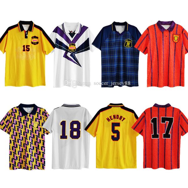 

1991 1993 1996 1998 1994 1995 scotland retro soccer jerseys hendry john collins gallacher mckinlay boyd 91 93 95 96 97 98 football shirt kit, Black;yellow