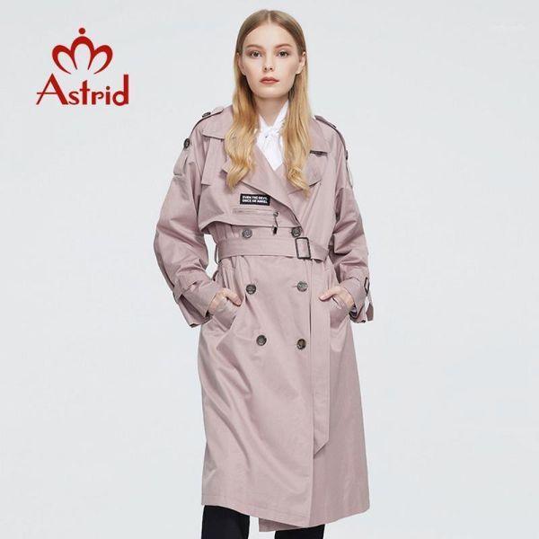 

astrid 2020 new spring autumn trench coat long fashion windproof hood large size outwear windbreaker female clothing 72611, Tan;black