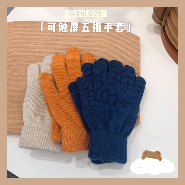 

five knitted gloves female autumn cute korean version winter touch screen antiskid student separate finger couple man