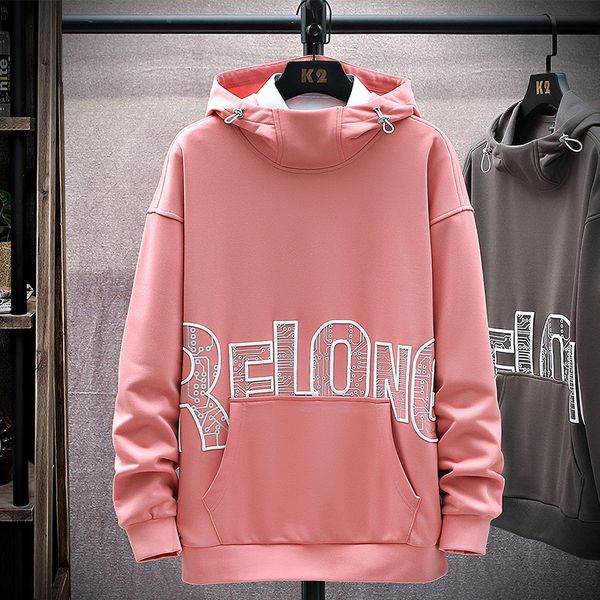 

2021 new japo casual o pescoo novo chegou rosa hoodie moletom estilo masculino hip hop streetwear roupas zbgn, Black
