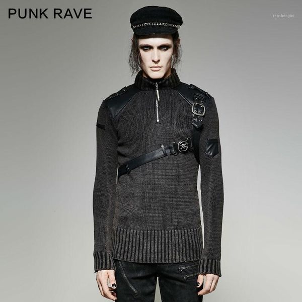 

punk rave men steam punk sweater fashion winter cool style handsome sweater1, White;black