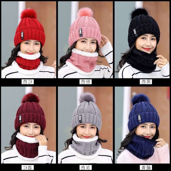 

woman tide plush wool korean youth sweet lovely lady autumn winter knitted hat versatile warm, Blue;gray
