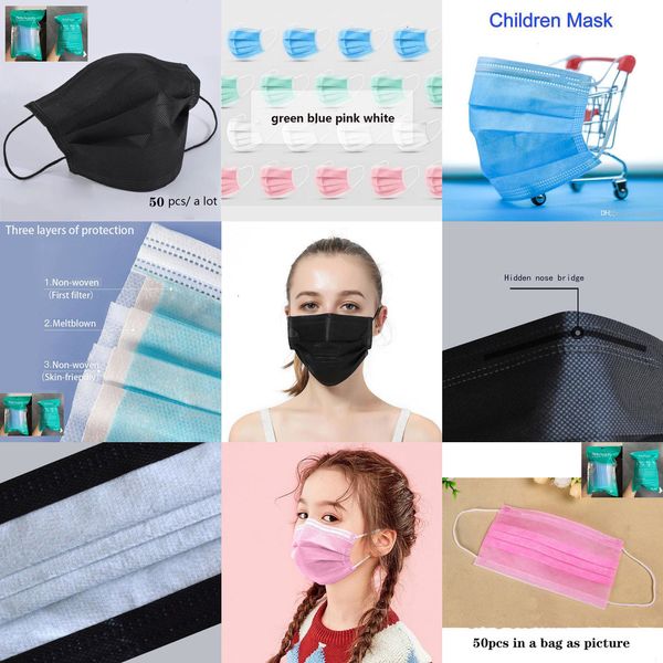 

face disposable mask kids masks colorful masks 3 layer balck dust mouth masks cover 8axt wc7g