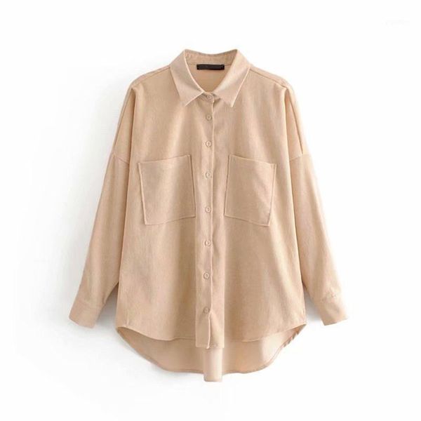 

ladies vintage oversize corduroy women shirts spring autumn women blouse korean long sleeve shirt and blouses female1, White