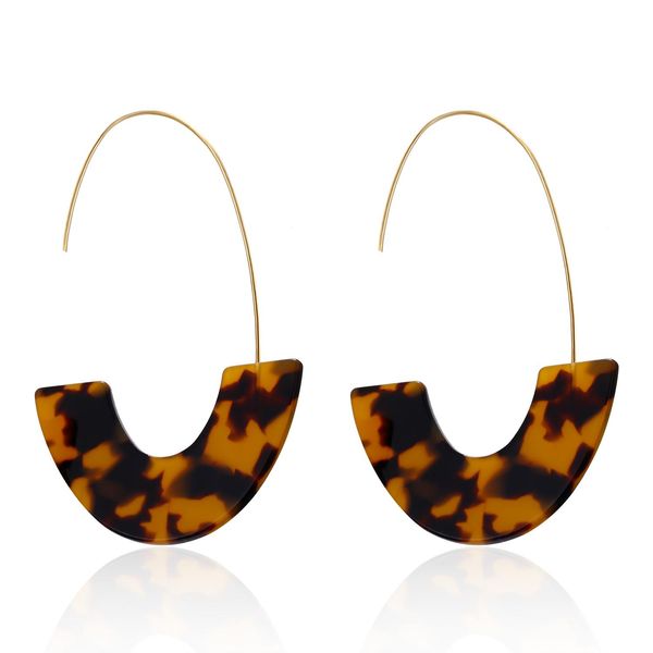 

2019 boho leopard grain tortoise shell big hook acrylic earrings special design semicircle resin drop earring fashion brincos wmtpyw, Golden