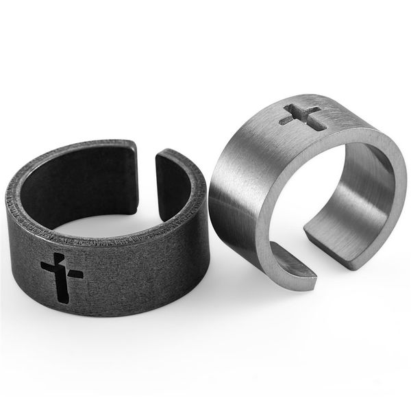 

net celebrity shake with popular retro tide brand titanium steel personality couple hollow cross ring, Golden;silver