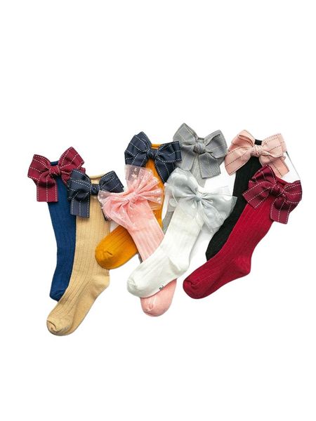 

socks infant girl vertical stripe bow toddler seamless toe elastic stocking spring loose, Pink;yellow
