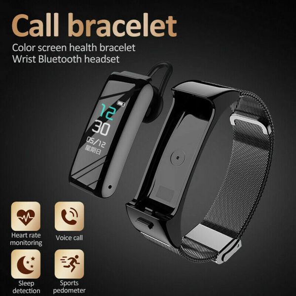 

smart watch 2 in 1 bluetooth, multi-function wristband headset