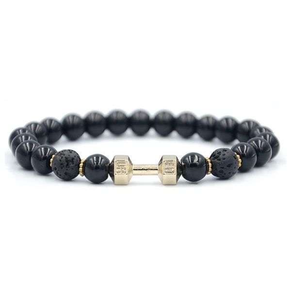 

junwei natural stone alloy barbell bracelet men's fitness black bracelet jewelry junwei natural factory direct special occasion sqcuti