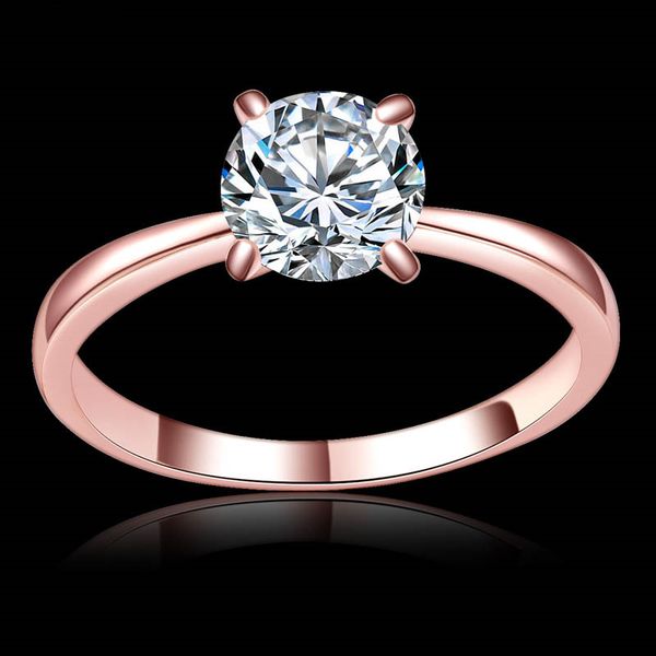 

gold new 1.2ct rose famous designer color large cz zircon stone rings 4 prong bridal wedding rin, Silver
