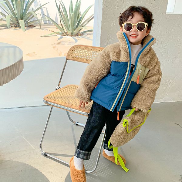 

new jacket 2020 lamb new boy children's down down jacket girl foreign style short baby children's children's korean version 2, Blue;gray