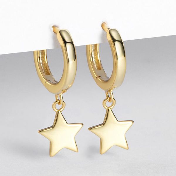 

korean 925 sterling silver star dangle earrings gold color female simple round circle earrings jewelry 2020 new bijoux