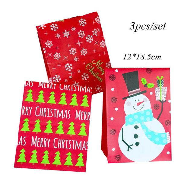 

3pcs set mix types merry christmas candy gift bags snowflakes snowman guests packaging gift boxes christmas party decor supplies wmtqha