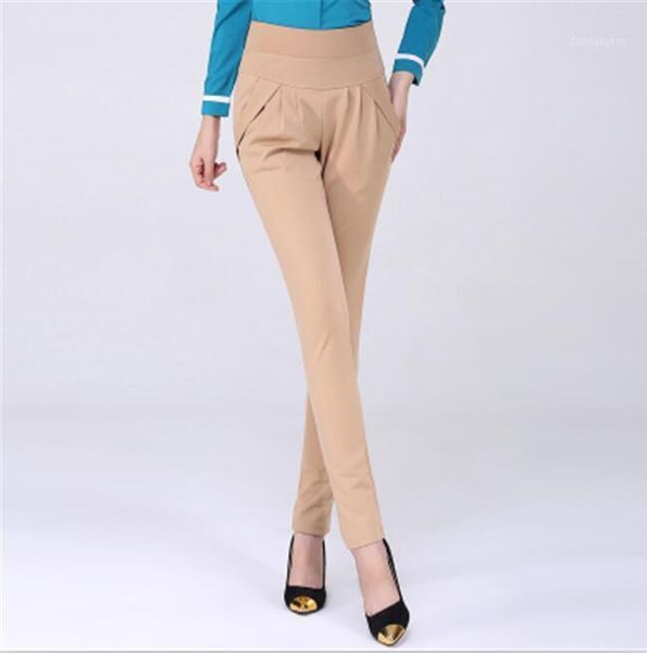 

2016 autumn winter fashion high waist harem pants pants women office style work wear skinny female vintage trousers 6xl1, Black;white