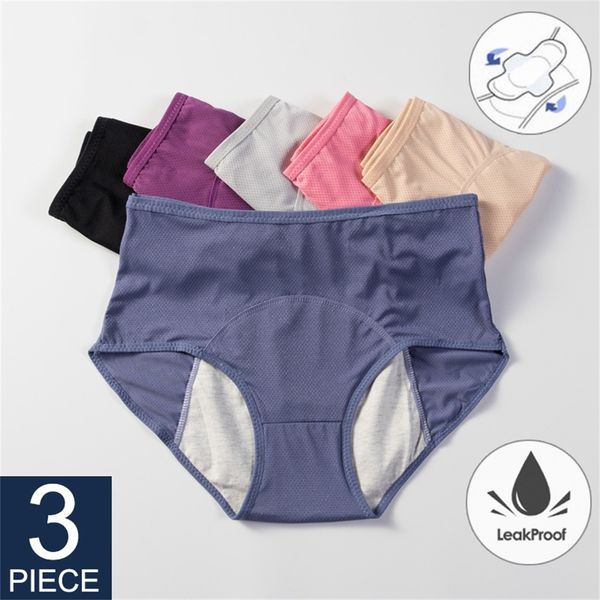 3 pz / set mutandine mestruali donne pantaloni sexy a prova di perdite incontinenza cotone vita alta intimo donna slip periodo lingerie hot LJ200822