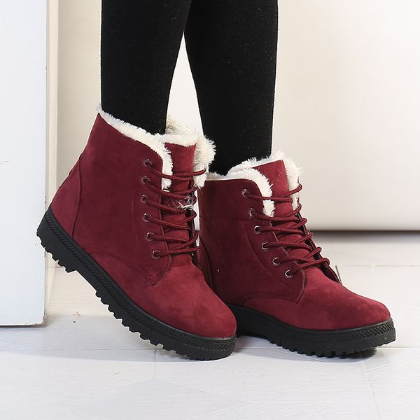 

women boots 2018 women winter warm ankle snow boots cotton platform shoes sneakers ladies botas mujer booties, Black