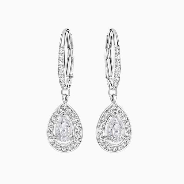 

2020 fashion jewelry swa new angelic pierced earrings white gold charming water drop decoration women's romantic jewelry gifts, Golden;silver