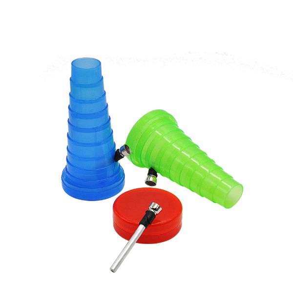 Super Pocket zusammenklappbare Wasserbong, Kunststoff-Acryl-Bongs, flexible Raketentabak, zusammenklappbare Reisepfeifen, SHISHA, SHISHA